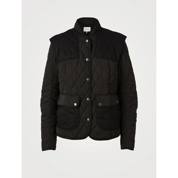 FRAME Women's Quilted Town Jacket Black size L Snap Front - Picture 3 of 10